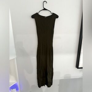 Sienna Olive knit midi dress